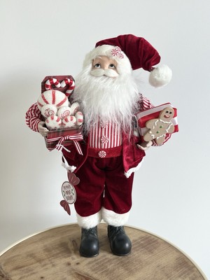 Cute Face Santa Claus Figure 18  Holding Candies & Gingerbread Man Cookie
