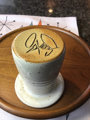 Vintage Studio Art Pottery IKEBANA VASE W/ FLOWER FROG Floral Arranger SIGNED 4 