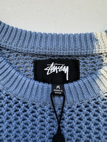 Pre-owned Stussy Mens  Pigment Dyed Loose Gauge Knitwear Sweater Size M,l In Blue