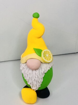 Gnome Figurine Summer Lemonade Citrus Lemon Lime Polymer Clay 5  Handmade