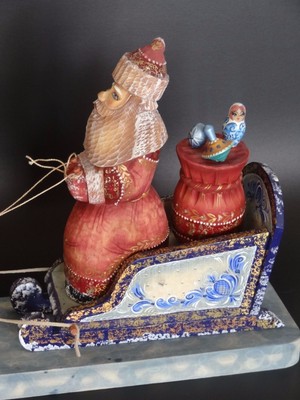 wooden santa sleigh Russian, Hand made,