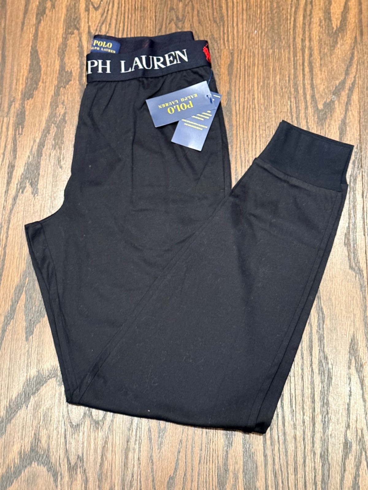 Polo Ralph Lauren Mens Small Jogger Sleep Pants Black Logo Waist NWT