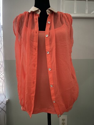 Radiant Orange Blouse Vero Moda Classic Size M