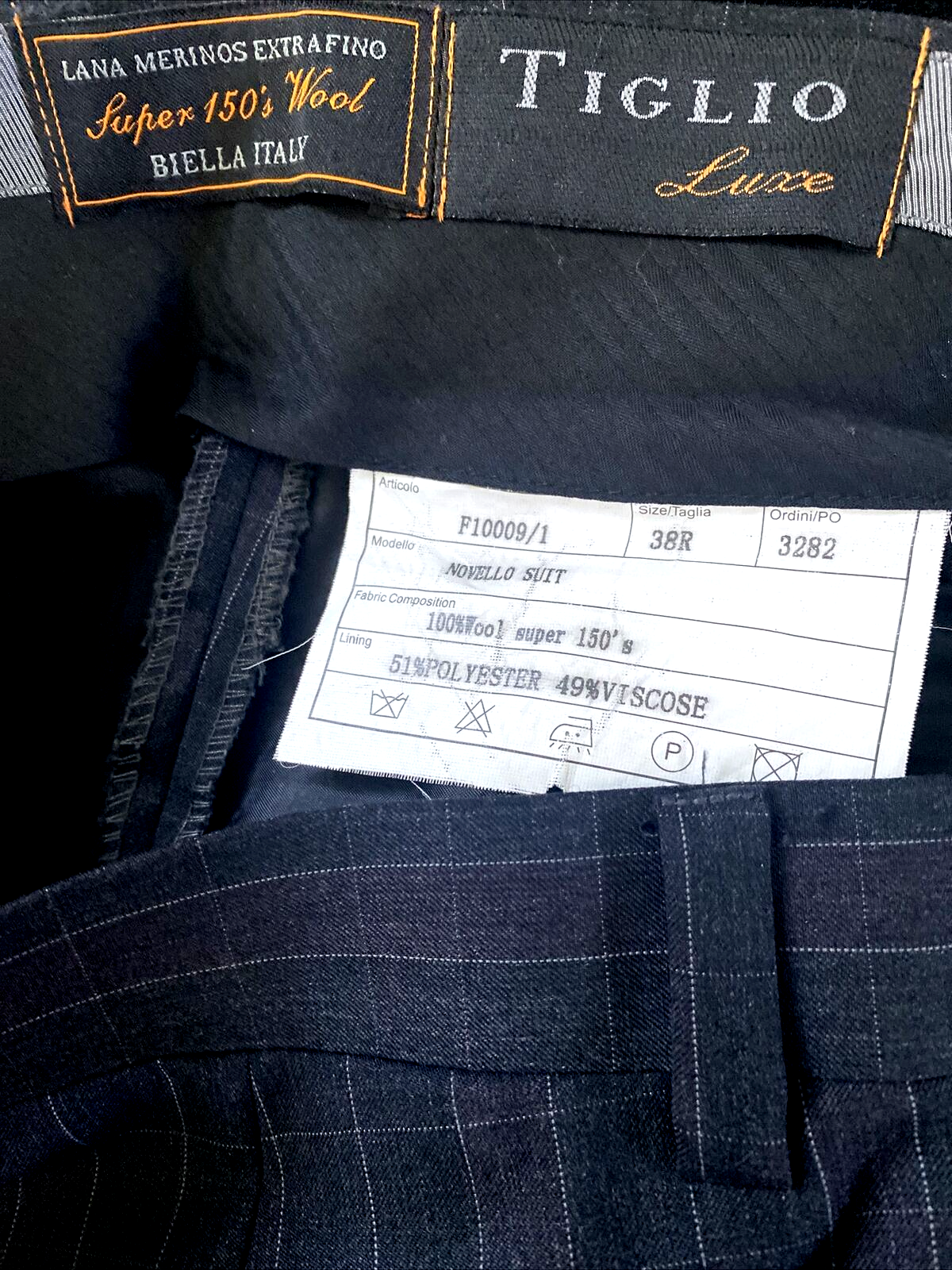TIGLIO LUXE Super 150's Lana Merino Wool Gray Suit 2 Piece 44R Italy