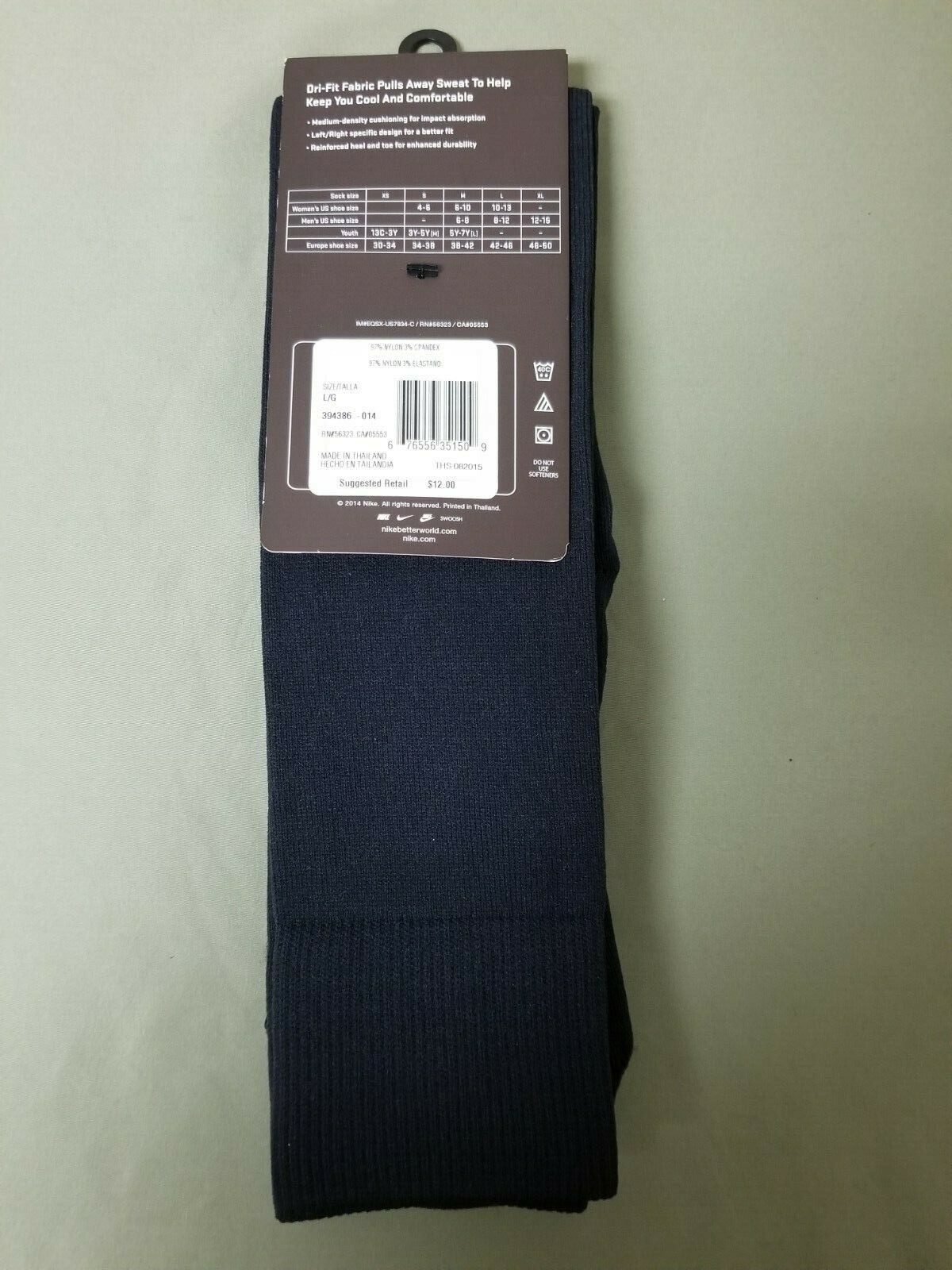 New Mens Nike Classic Cushioned Over The Calf Soccer Sock.