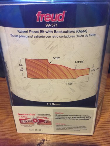 Freud. 99-571 Raised Panel Bit w/backcutters (Ogee)