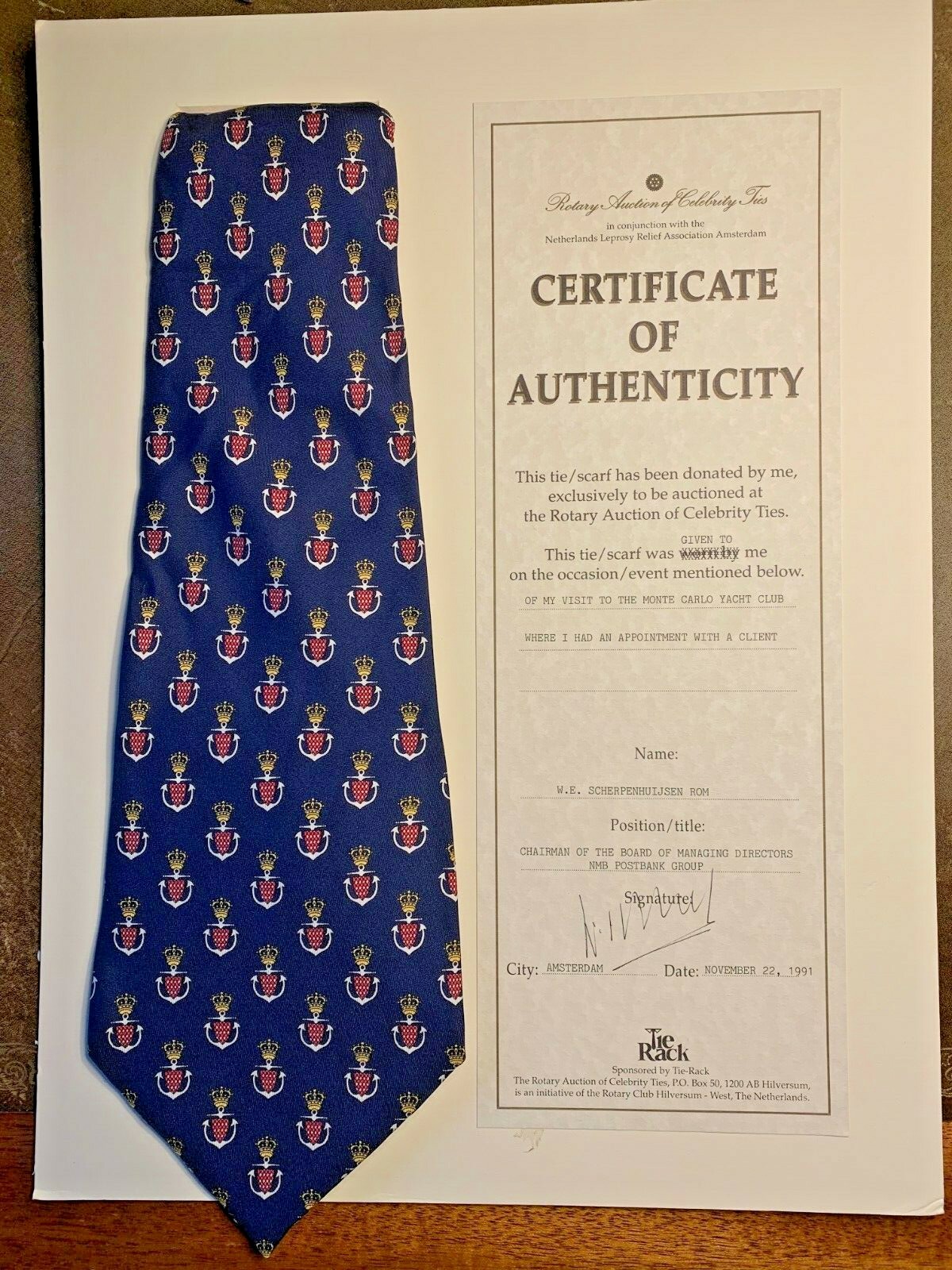 Rare 80'ties Day tie of the MONTE CARLO yacht club.