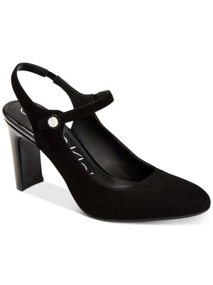 

CALVIN KLEIN Женские черные кожаные туфли на каблуке Comfort Omaha с ремешком на пятке 7,5 м, Черный, E5966