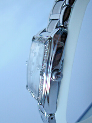 Pre-owned Bulova Women's 96r162 Highbridge Diamond Watch Tonneau Case
