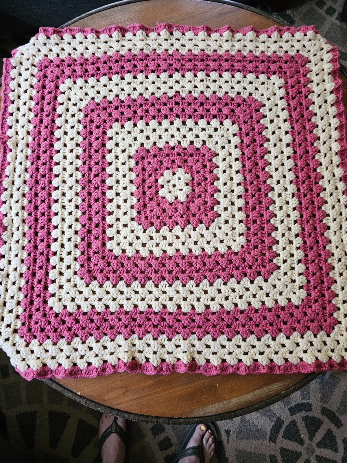 Pink/white 36x36 Baby Blanket