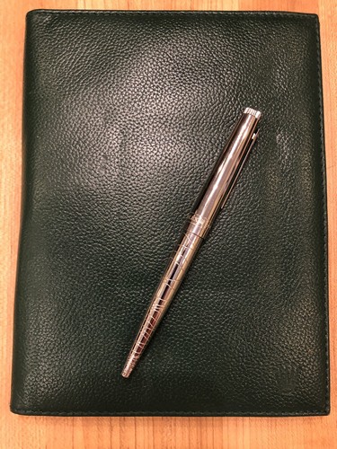 Authentic Rolex Silver Wave with Green Leather Notepad And Stationary