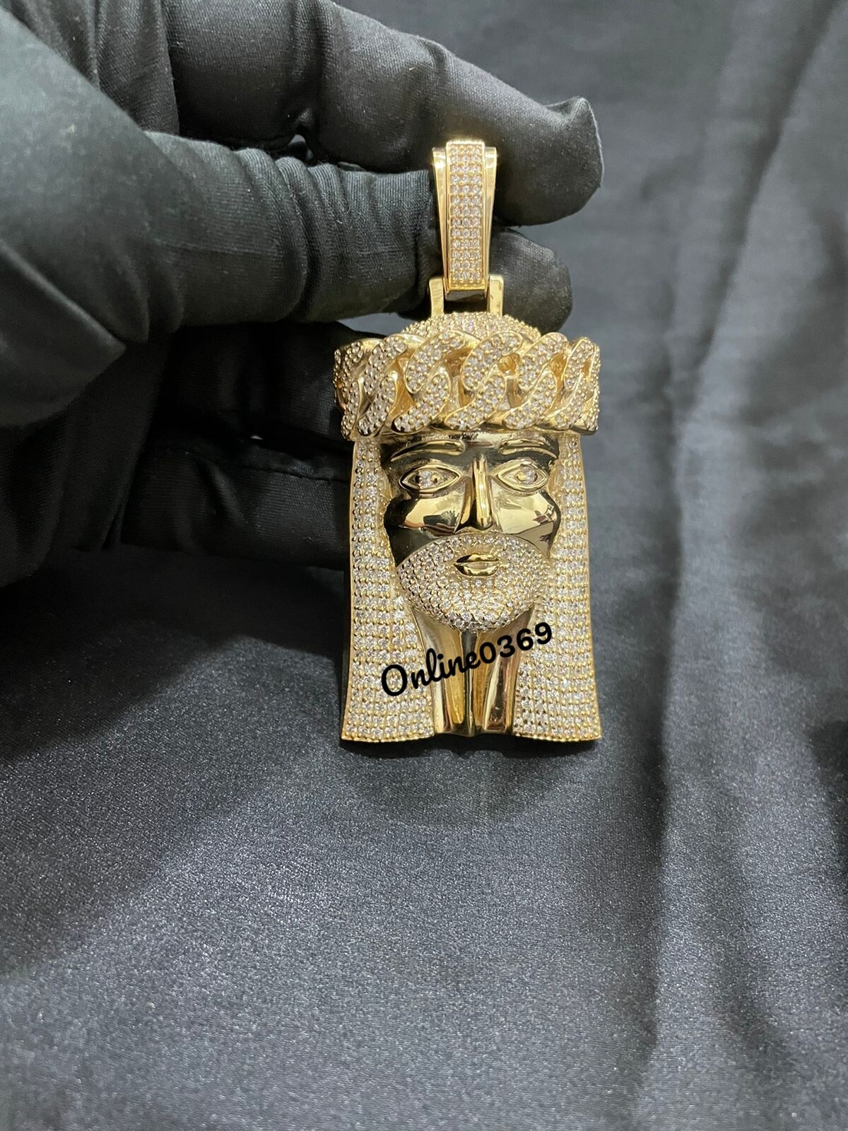 Pre-owned Online0369 3.17ct Rd Cubic Zirconia Mens Religious Jesus Charm Pendant Silver Free Stud In White