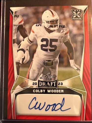 Colby Wooden 2023 Leaf Draft SP Authentic Autograph RED
