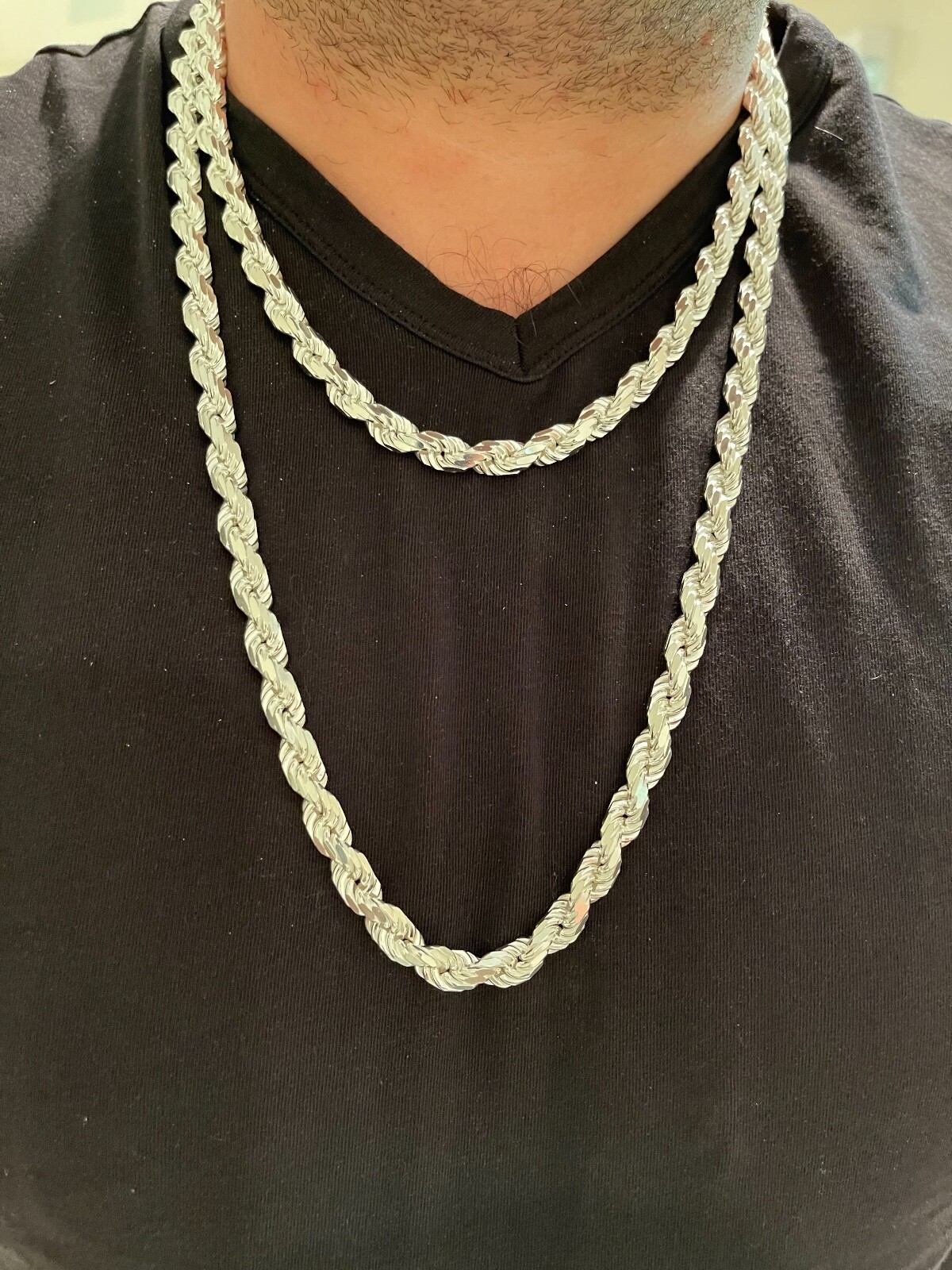 Pre-owned Silver Heavy 8mm Men's Rope Chain Real Solid 925 Sterling  Necklace 18"-30" Italy