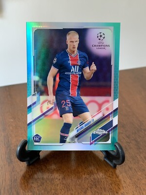 2020-21 Topps Chrome UCL Mitchel Bakker Aqua Rookie Refractor /199 RC PSG