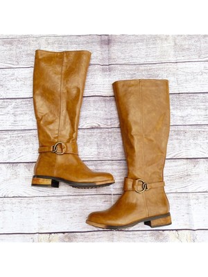 

WANTED Женские бежевые кожаные сапоги на молнии с мягкой пряжкой и акцентом, Бежевый, 443828