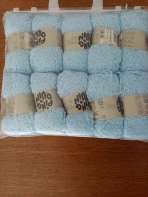 Lot de 10 pelotes pingo frizzy de pingouin bleu ciel light blue 50g neuves aspec