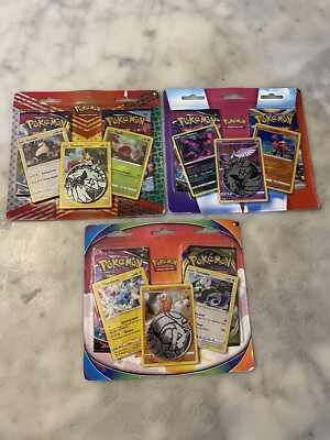 Lot Of 3 Pokémon 2 Pack Blisters With 9 Holos & 3 Coins Sealed 