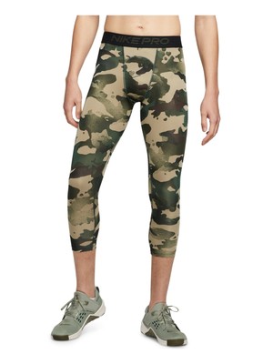 Мужские зеленые камуфляжные спортивные брюки NIKE PRO Slim Fit, не пропускающие влагу, M