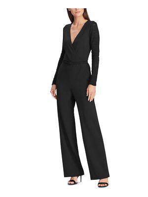 

Женский черный комбинезон с длинным рукавом RALPH LAUREN Прямые штаны Petites