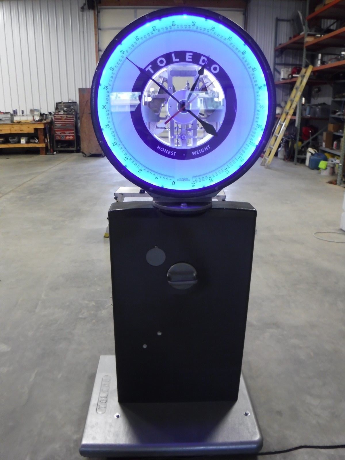 Vintage Double Side Toledo Scale Converted to Clock With Base and LED Backlights