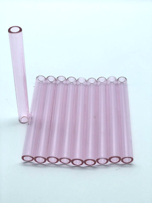 4.5'' long (8) Pieces 12mm OD 8mm ID Pyrex Glass Blowing Tubing - PINK COLOR
