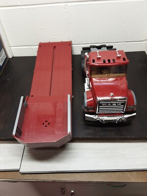 Bruder Mack Granite Flatbed Truck Red Cab W Trailer Made In Germany 2007