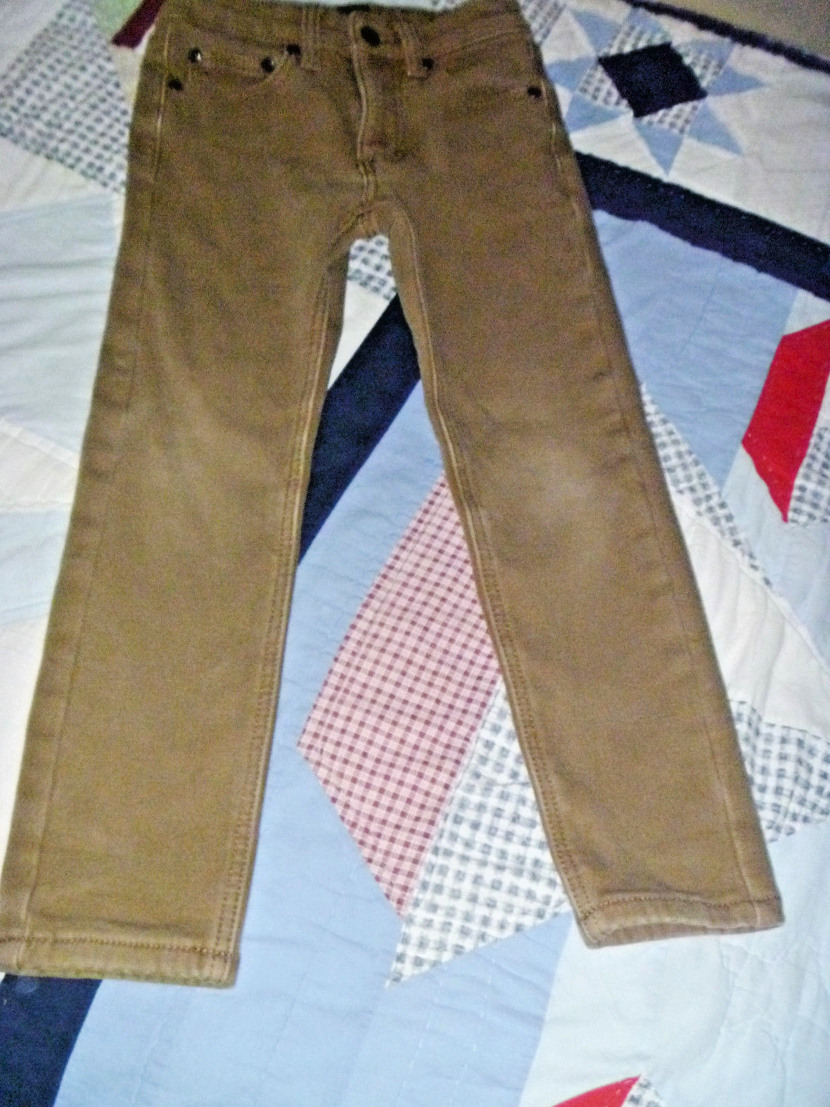 BOYS LEE LINED brown JEANS size 6 striped POLO green GAP BIG OXFORD SHIRT small