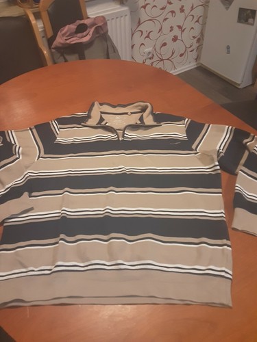 Poloshirt Pullover Gr. XL beige blau weiss