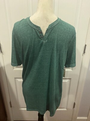 Lucky Brand Venice 2XL Burnout T Shirt Men V Neck Short Sleeve Dark Green