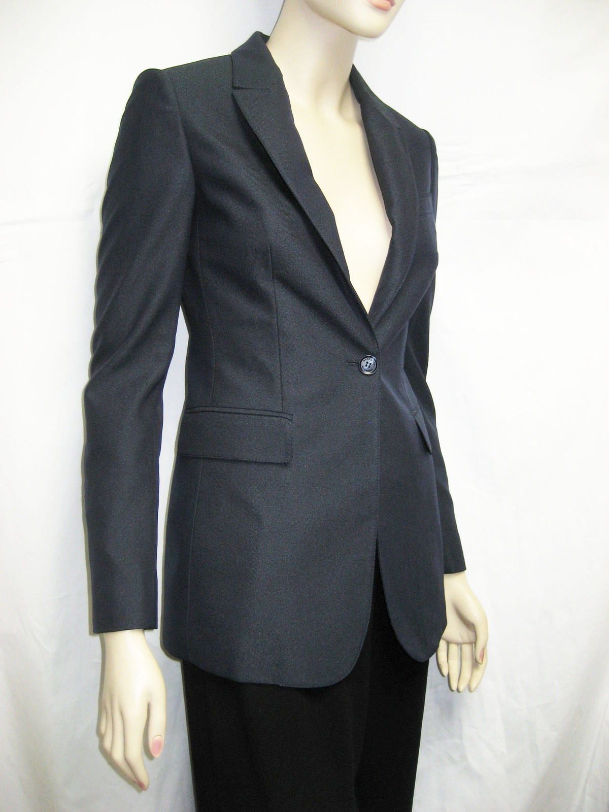 Pre-owned Burberry $1,595  Prorsum 4 38 Women Wool Blend Tuxedo Jacket Tailored Blazer Lady In Blue