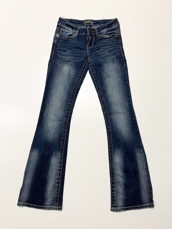 Vanity Dakota Jeans Size 25W/33L Blue Distressed Bootcut Denim Y2K, 2000s, early