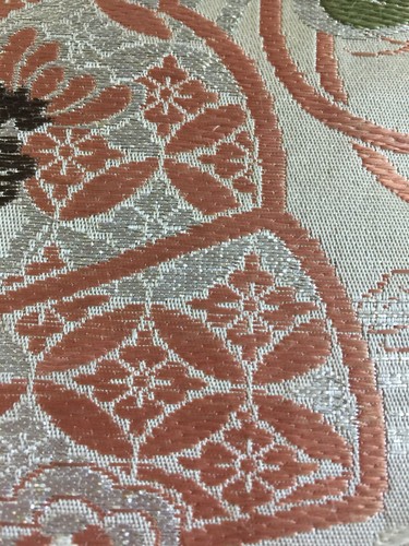 Vintage Japanese Kimono Gold And Silver Silk Fabric Table Bed Runner