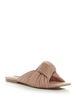 

STEVE MADDEN Женские коричневые шлепанцы с рюшами Mentor Square Toe Slip On Slide, Коричневый, MENT02S1