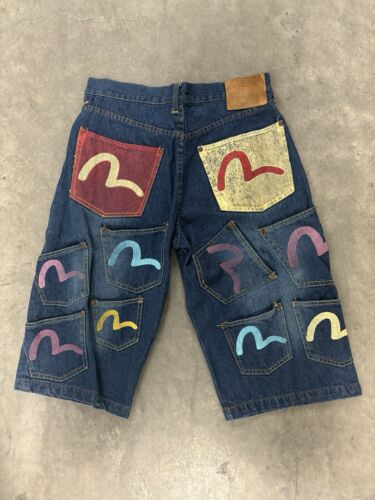 Vintage Evisu Jean Shorts Mens 32 Genes Multi Pocket Y2K Vintage Evisu Jean Shorts Mens 32 Genes Multi Pocket Y2K