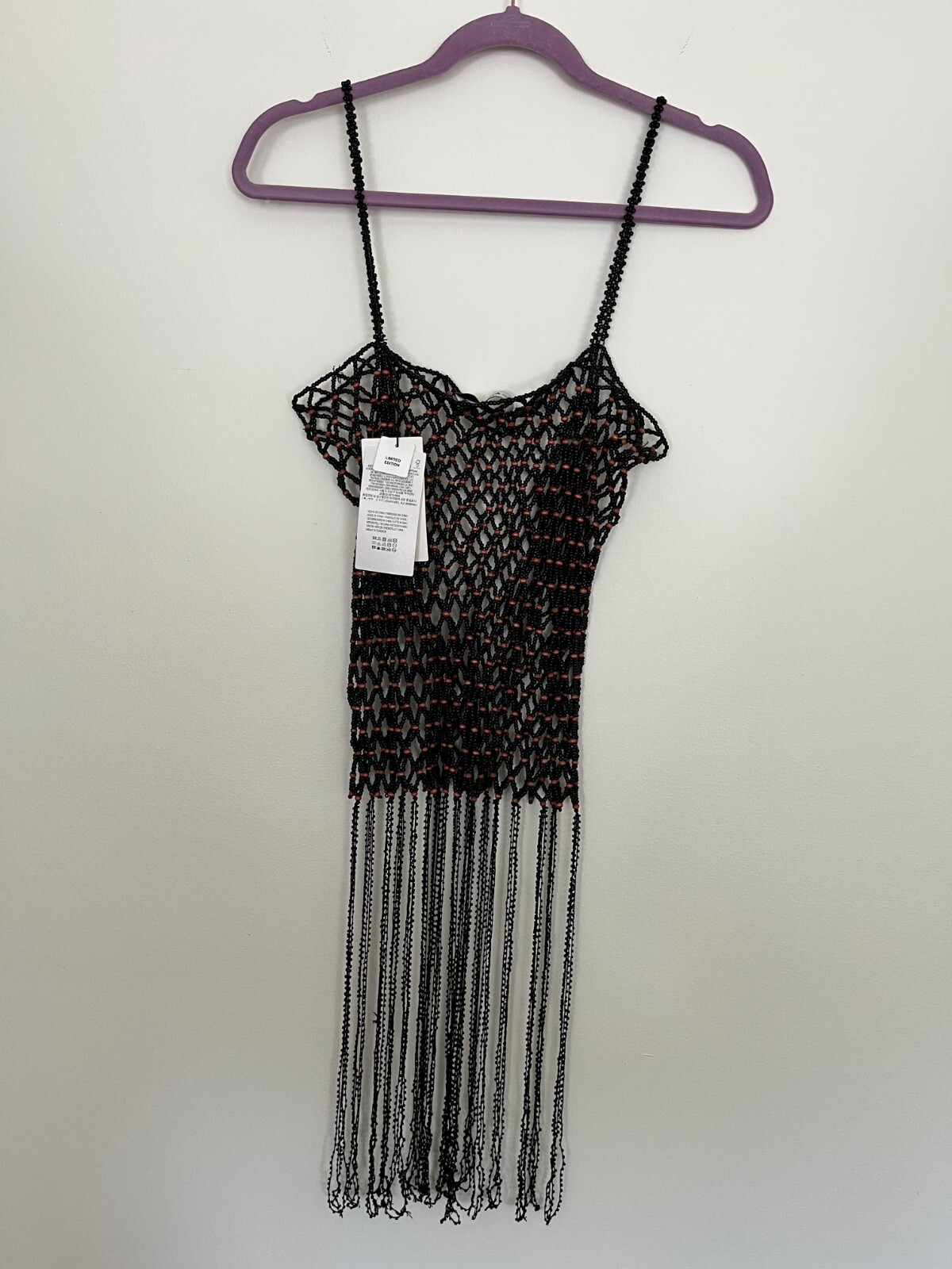 Zara Knit Limited Edition Beaded Crochet Top with Fringes