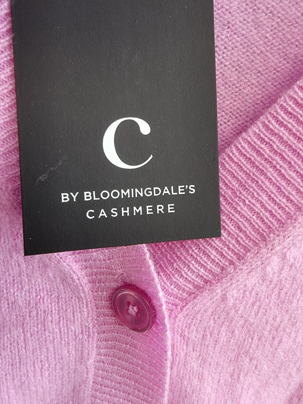 C by Bloomingdale's Cashmere Long Sleeve V-Neck Cardigan Women's M Rose Quartz - Picture 15 of 16