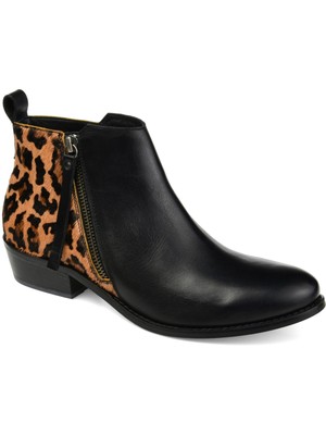 

JOURNEE SIGNATURE Женские черные кожаные ботильоны Shalece с животным принтом, Черный, SHALECE-BOOTIE