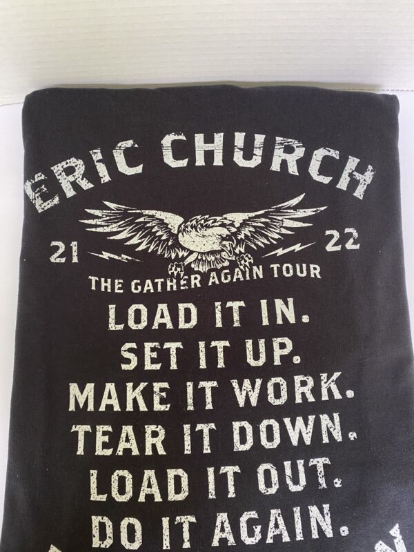 Eric Church 2022 The Gather Again Tour Local Crew T Shirt Black size L New