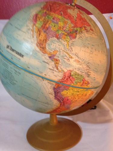 Vintage Globemaster 12 Inch Diameter  Raised Surface Globe with a Metal Stand