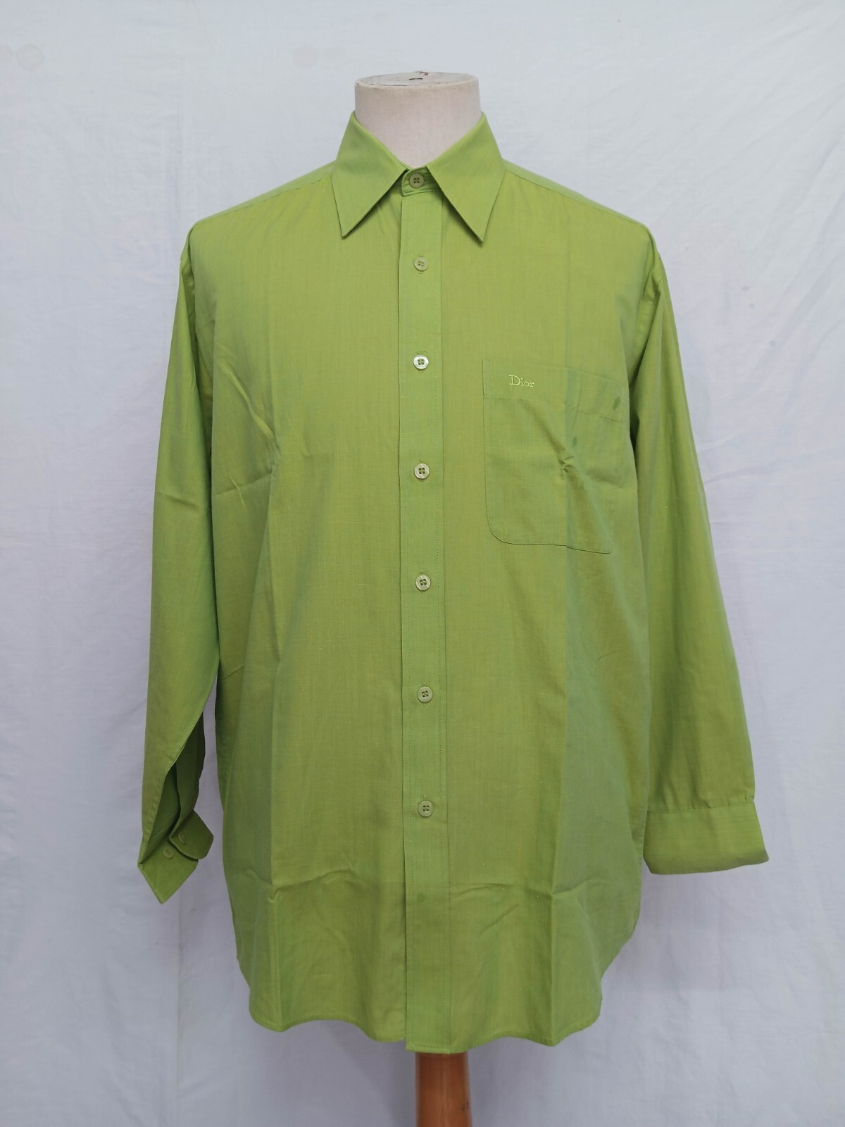 【値下げ】 Vtg Men's Blend Cotton Green Lime Monsieur Dior Christian トップス