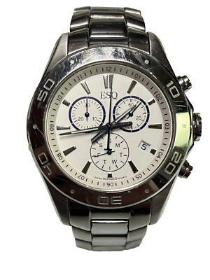 mens esq by movado e5290 swiss white dial gold chronograph quartz watch running 145622706853