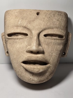 Pre-Columbian Teotihuacan Alabaster Funerary  Mask 400 AD- 1200 AD