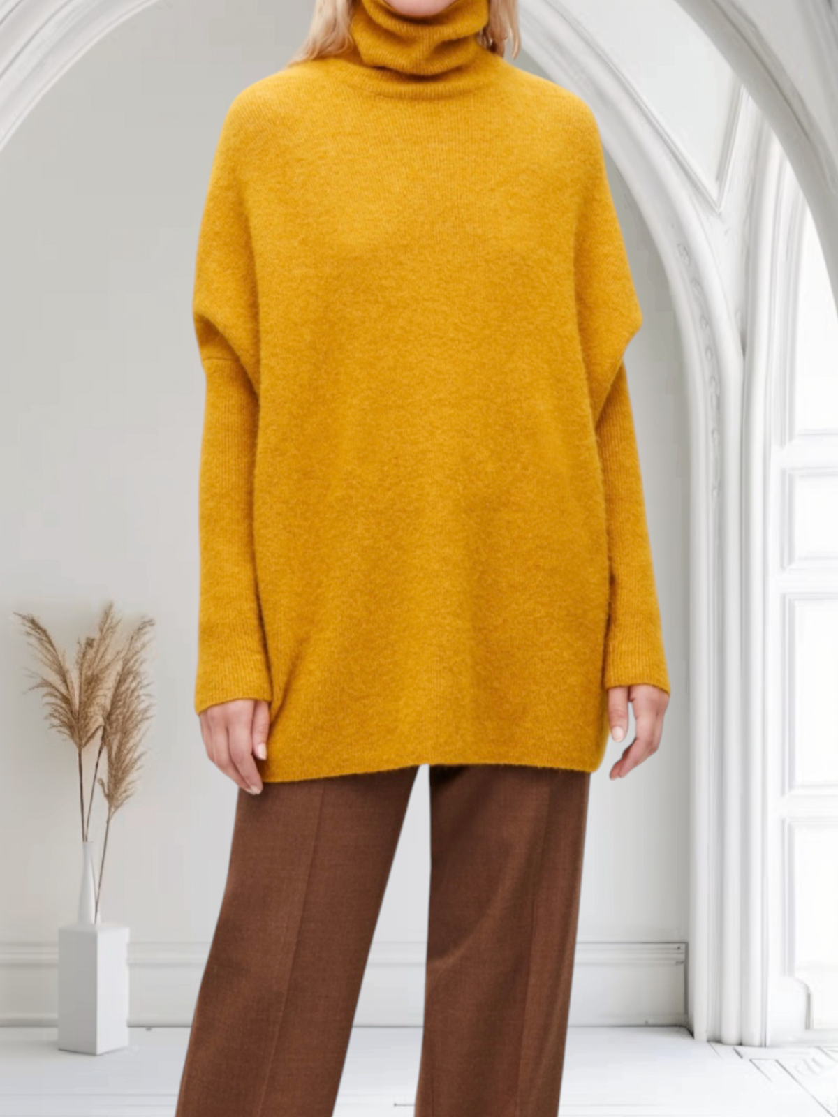 COS Alpaca Turtleneck Oversize Sweater Mustard Yellow Colour