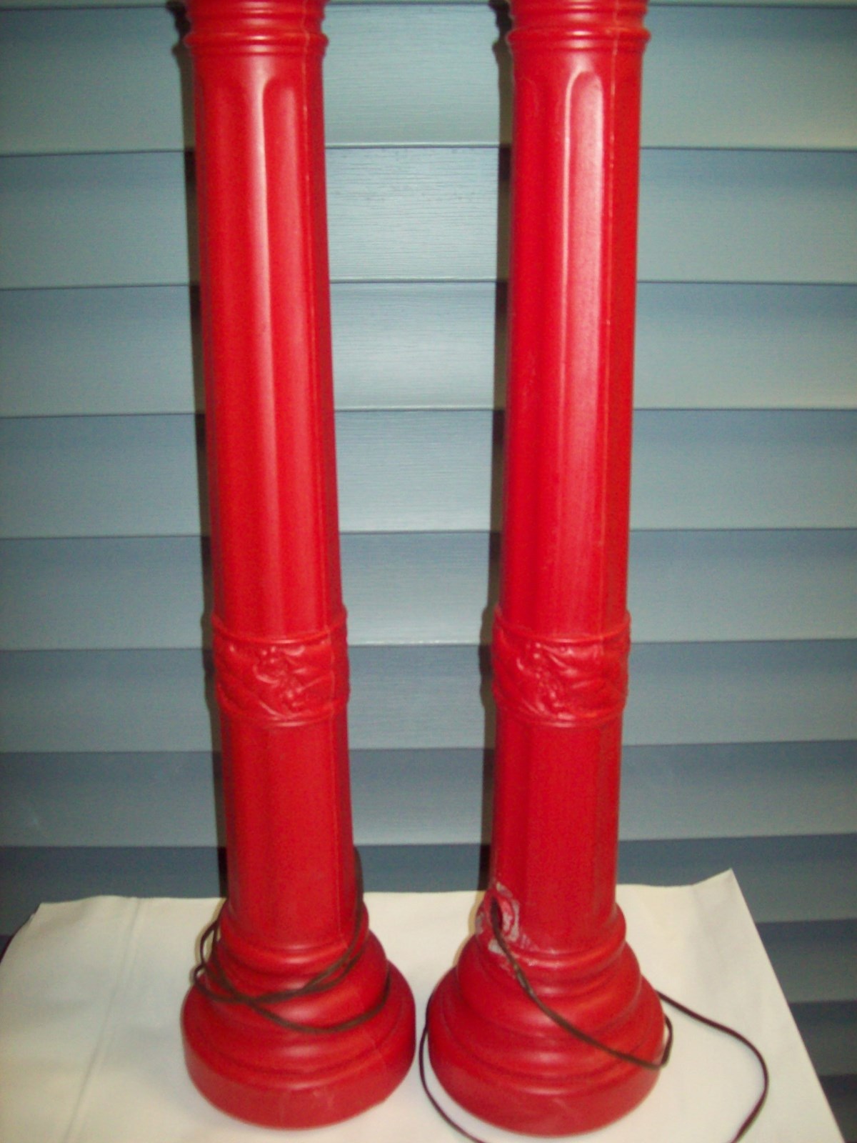 2 Vintage Christmas 1968 Empire Candle Lantern Lamps Blow Mold Yard Lights