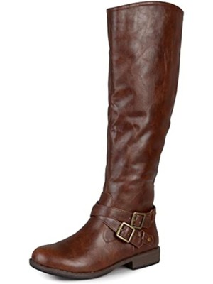 

JOURNEE COLLECTION Женские коричневые апрельские ботинки на молнии с круглым носком на блочном каблуке, размер 8 м, Коричневый, 430