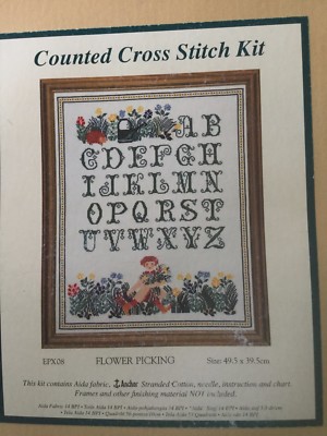 Fleur de Lis Sampler counted vintage cross stitch kit Flower Picking Anchor 