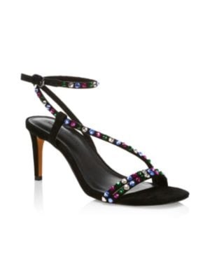 REBECCA MINKOFF/ женские черные босоножки на каблуке-шпильке с острым носком и драгоценным камнем Nanine, 5,5 М