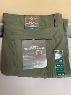Men NWT ''Benton'' green performance pants Size 40 x 30 Reg. $69.99