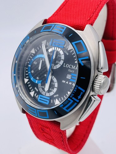 Pre-owned Locman Mare Titanium Watch 47mm 138akblr/690 Chrono Wr100m Discounted